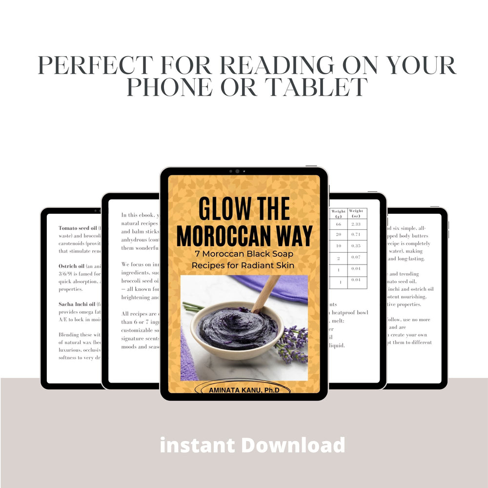 Glow the Moroccan Way eBook — Discover the Ritual Beauty of Moroccan Beldi – 7 Moroccan Black Soap Recipes — For Home Use or Business